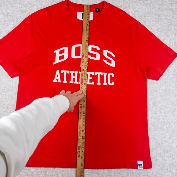 BOSS x Russell Athletic BOSS ATHLETIC Red Logo T-Shirt Mens XL - Picture 11 of 14